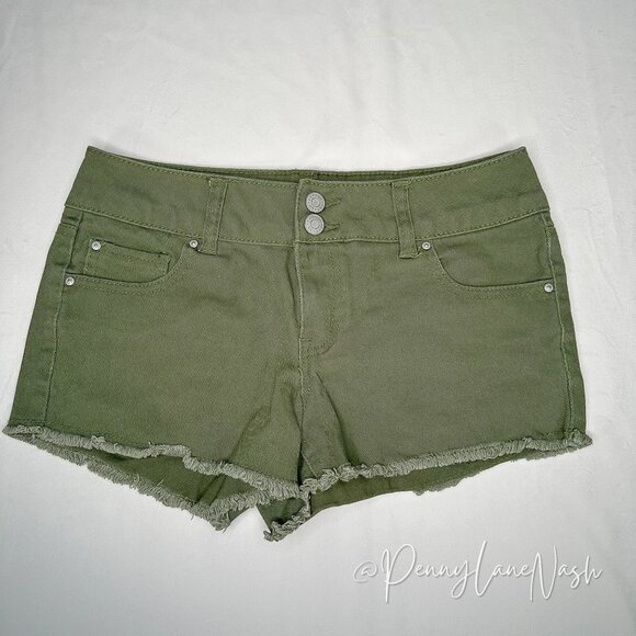 refuge Pants - Refuge Army Green Low Rise Cut Off Jean Shorts Size 2